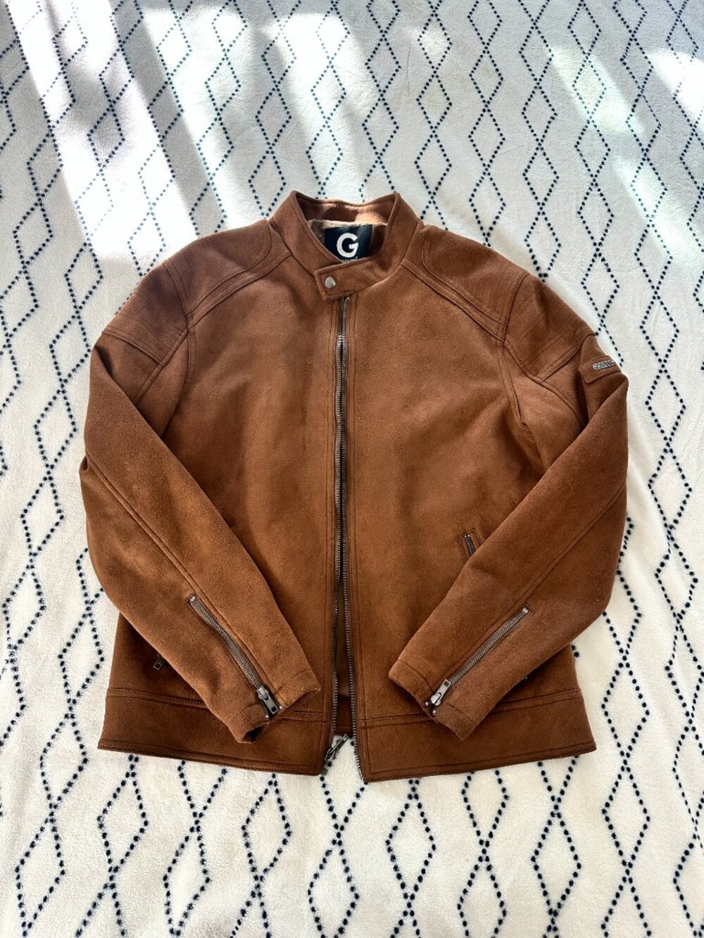 G by Guess Large men's brown suede biker jacket